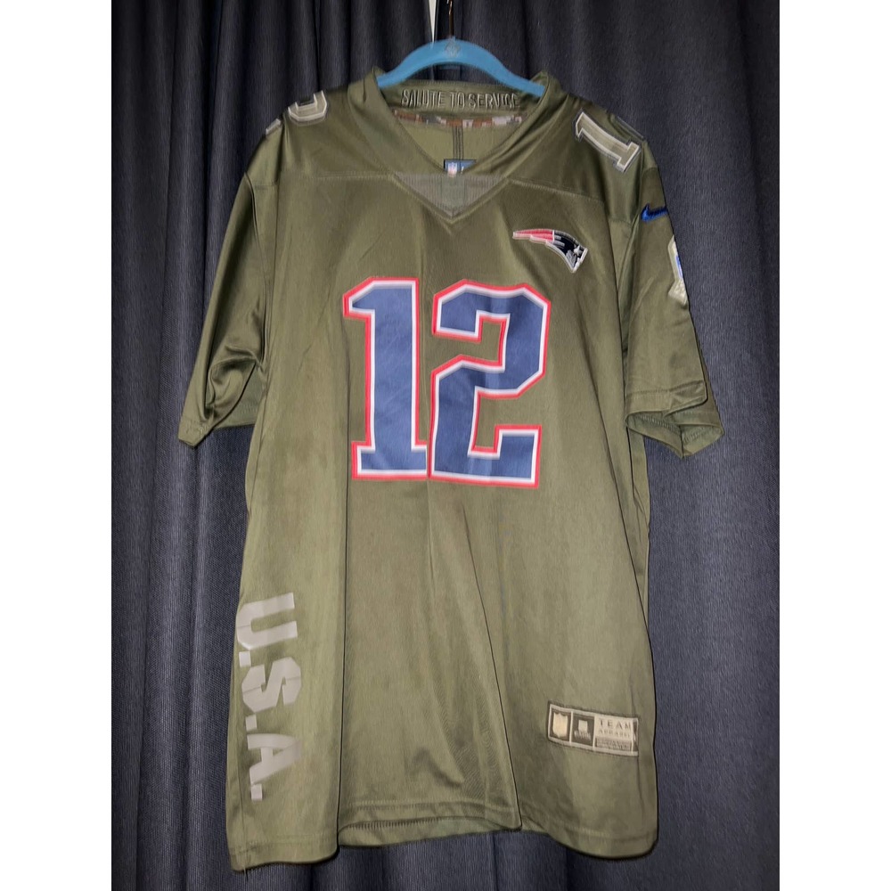 Tom Brady Patriots Green Salute To Service Jersey Mens L NIKE Team Apparel
